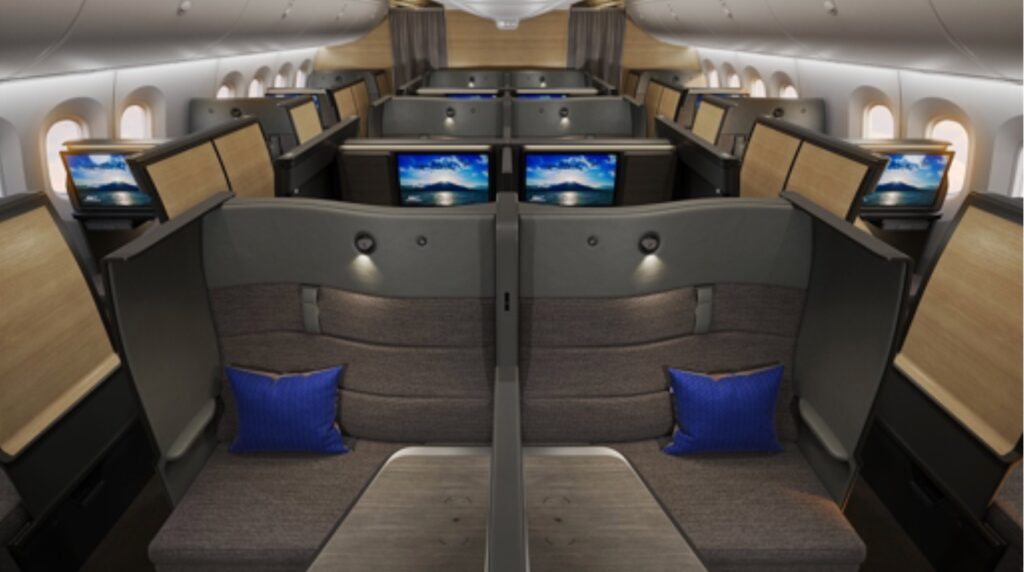 ANA The Room FX forward view of the cabin with a focus on center pairs